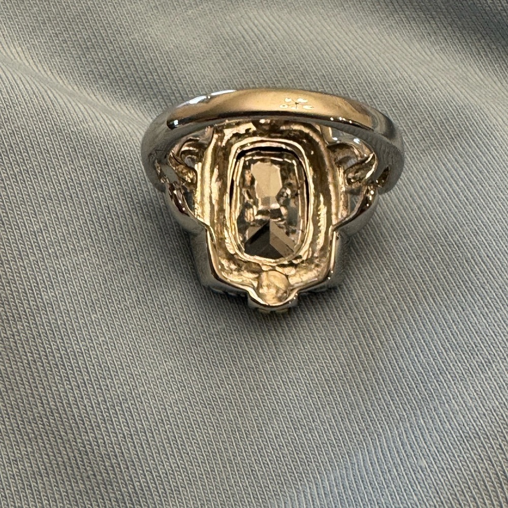 Faceted Faux Amethyst Silver Tone Statement Ring - Picture 12 of 12